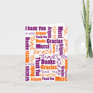 Purple and Orange Multilingual Thank You