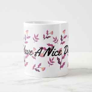 Purple and Orange Playful Illustrative floral Large Coffee Mug