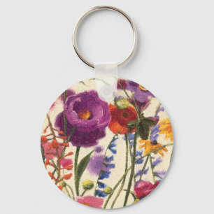 Purple and Orange Poppy Melody Key Ring