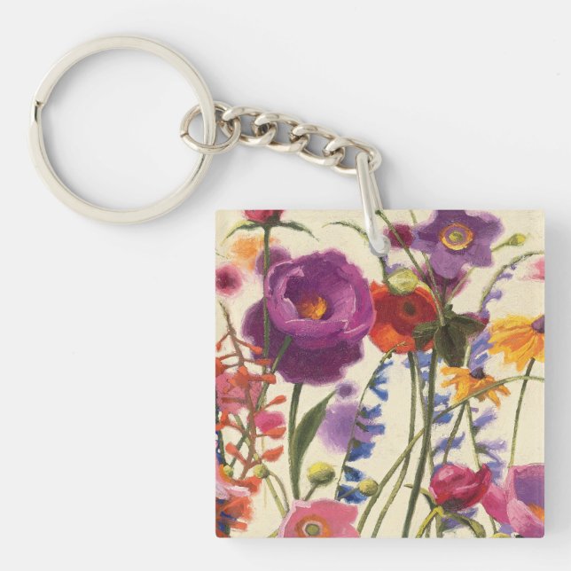 Purple and Orange Poppy Melody Key Ring (Front)