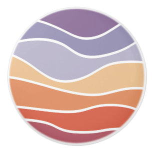 Purple and orange retro style waves ceramic knob