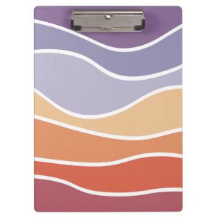 Purple and orange retro style waves clipboard