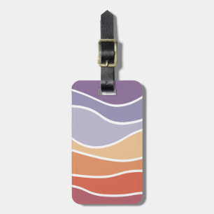 Purple and orange retro style waves luggage tag