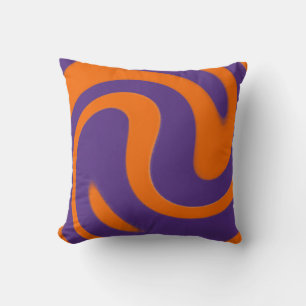 Purple and Orange Retro Swirl  Cushion