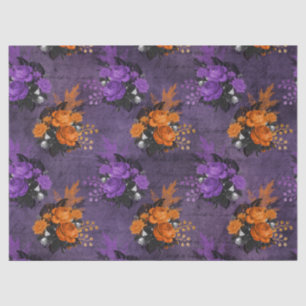 Purple and Orange Roses Halloween Decoupage Tissue Paper