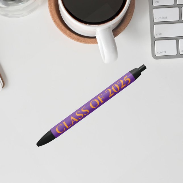 Purple and Orange School Colours Class Year Black Ink Pen (In Situ)