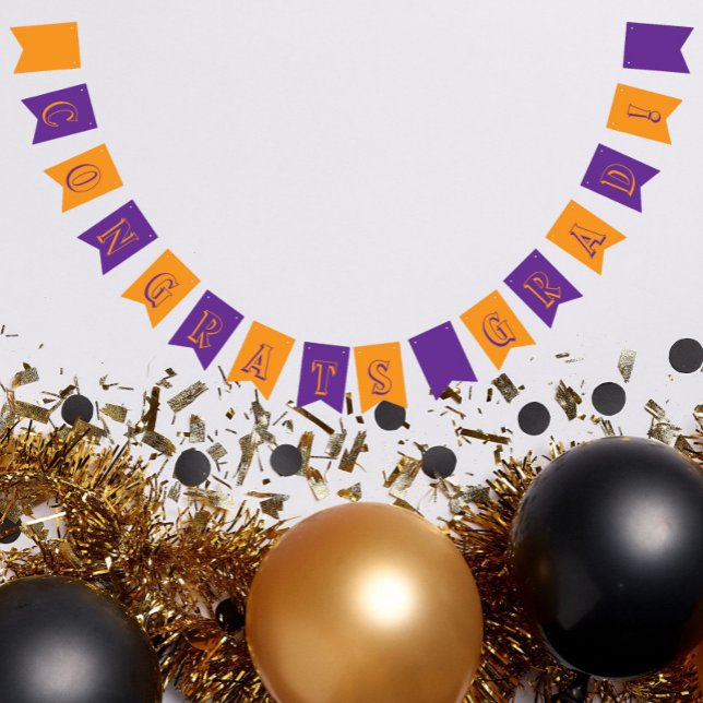 Purple and Orange School Colours Graduation Bunting (In Situ)