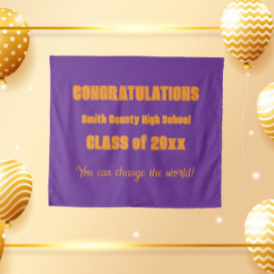 Purple and Orange School Colours Graduation Tapestry