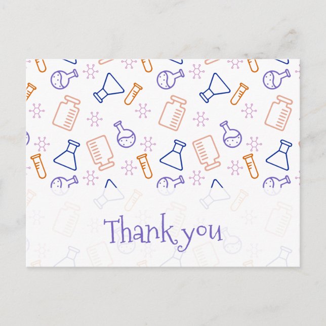 Purple and Orange Scientific Thank You  Postcard (Front)