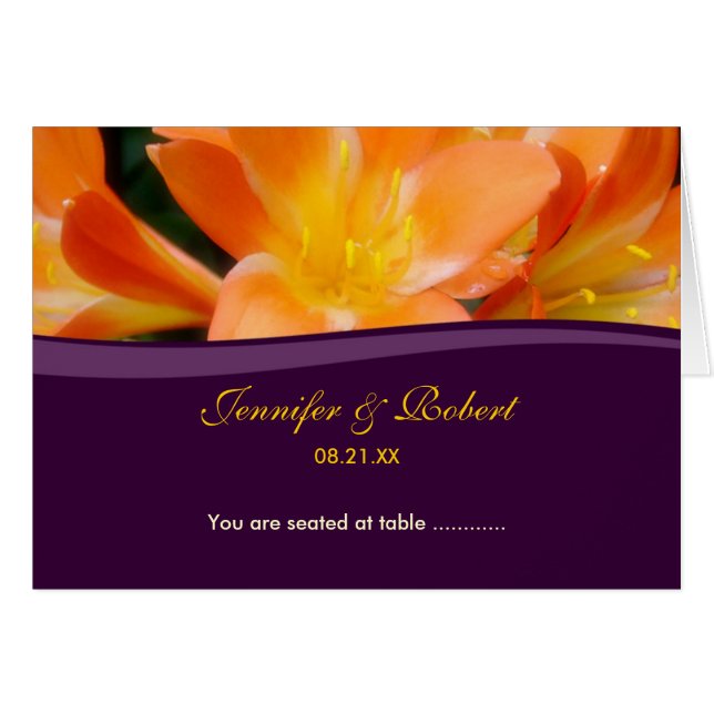 Purple and Orange Seating Place Card (Front Horizontal)