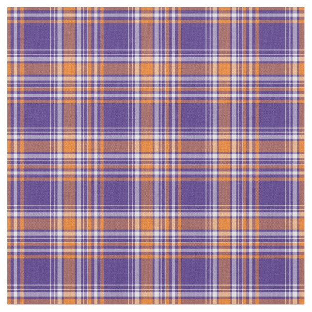 Purple and Orange Sporty Plaid Fabric (Close Up)