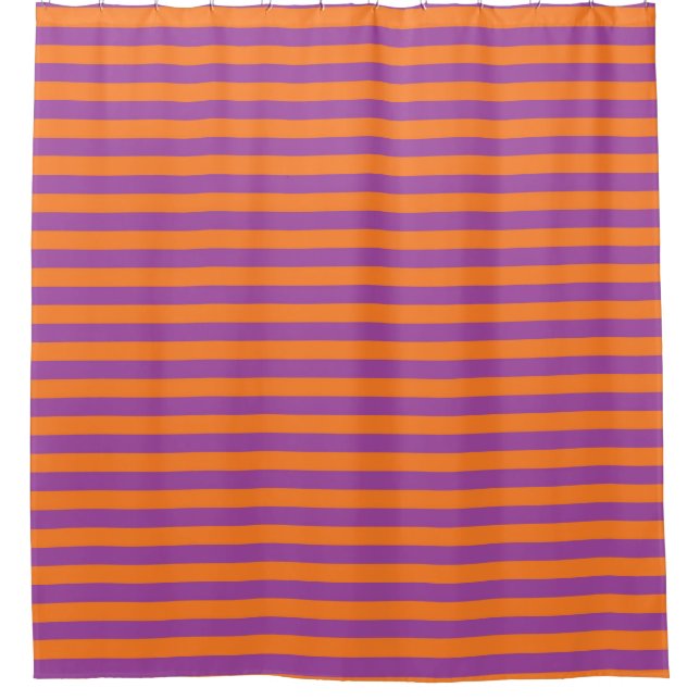 Purple and Orange Stripes Shower Curtain (Front)