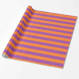 Purple and Orange Stripes Wrapping Paper