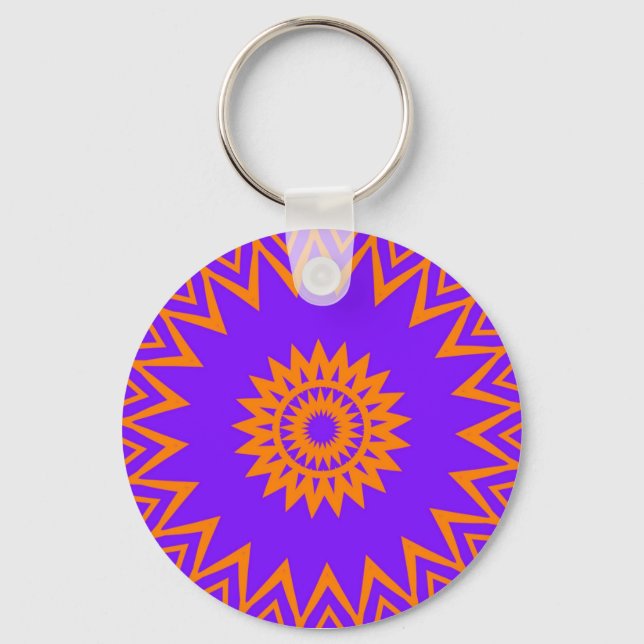 Purple and Orange Sun Rays Key Ring (Front)