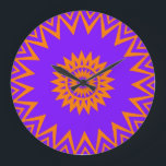 Purple and Orange Sun Rays Large Clock<br><div class="desc">Purple and Orange Sun Rays design featuring vivid purple and orange graphic art.
By celeste@khoncepts.com
#purpleandorange</div>