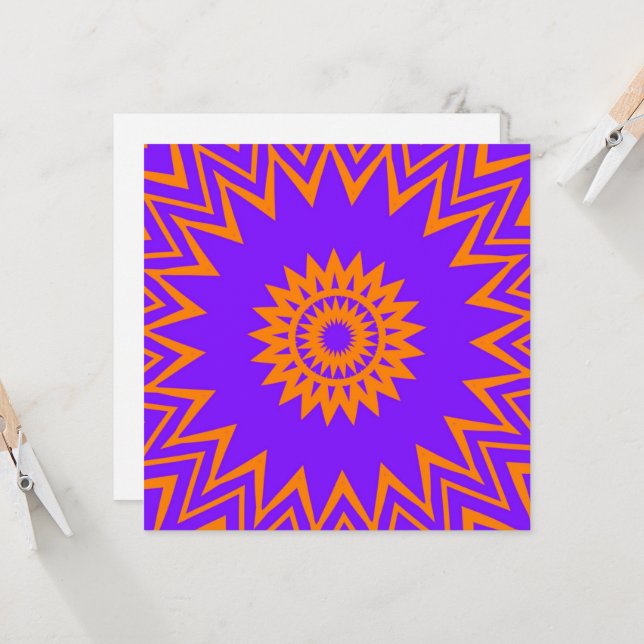 Purple and Orange Sun Rays notecard (Front/Back In Situ)