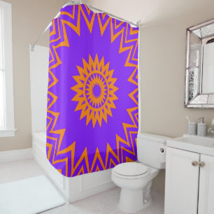 Purple and Orange Sun Rays Shower Curtain