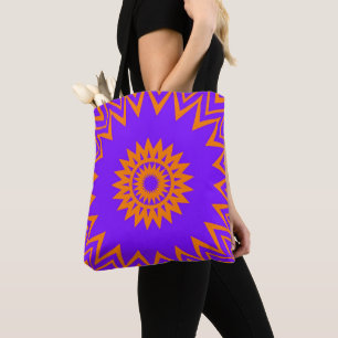 Purple and Orange Sun Rays Tote Bag