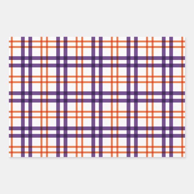 Purple and Orange Tartan  Wrapping Paper Sheet (Front)