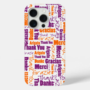 Purple and Orange Thank You Word Cloud iPhone 15 Pro Case