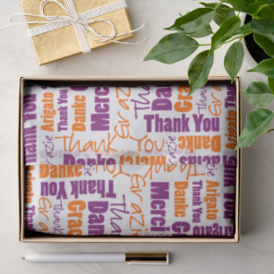 Purple and Orange THANK YOU Word Collage Tissue Paper