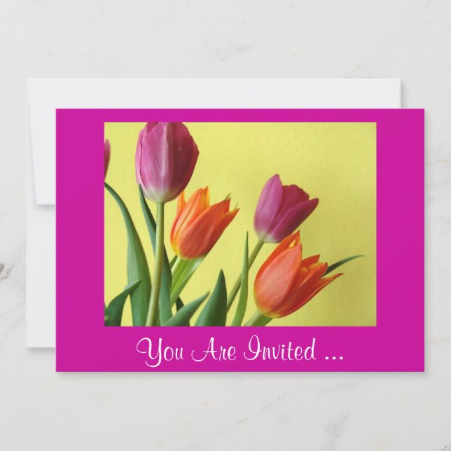 Purple And Orange Tulips Party Invitations (Front)