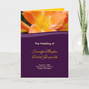 Purple and Orange Wedding Program Card