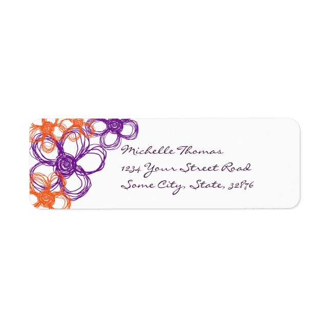 Purple and Orange Wild Flowers Return Address Label (Front)