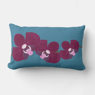 Purple and Pink Abstract Orchids Custom Lumbar Cushion