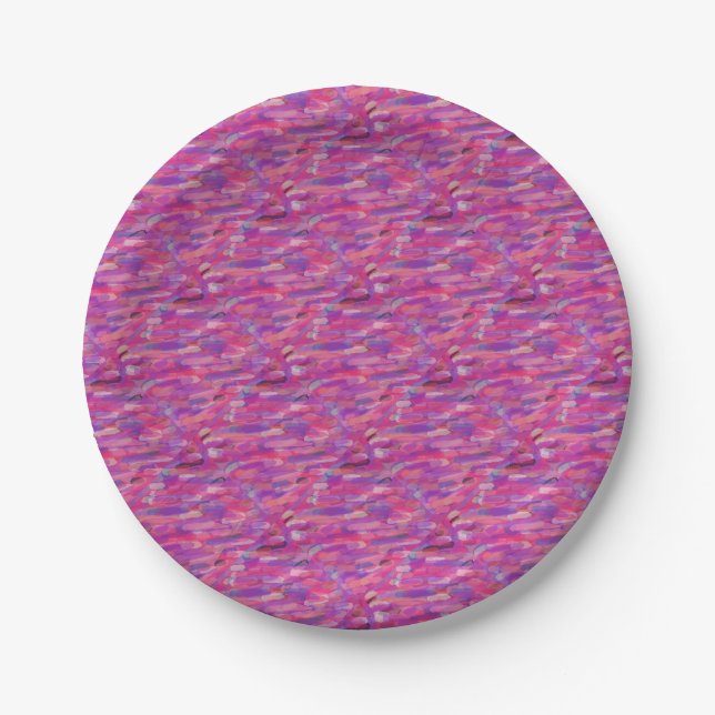 Purple and Pink Abstract Pattern Paper Plate (Front)