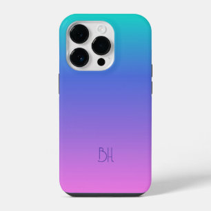 Purple and pink and turquoise ombre background iPhone 14 pro case