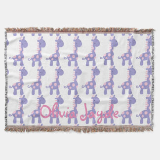 Purple and Pink Baby Giraffe Throw Blanket