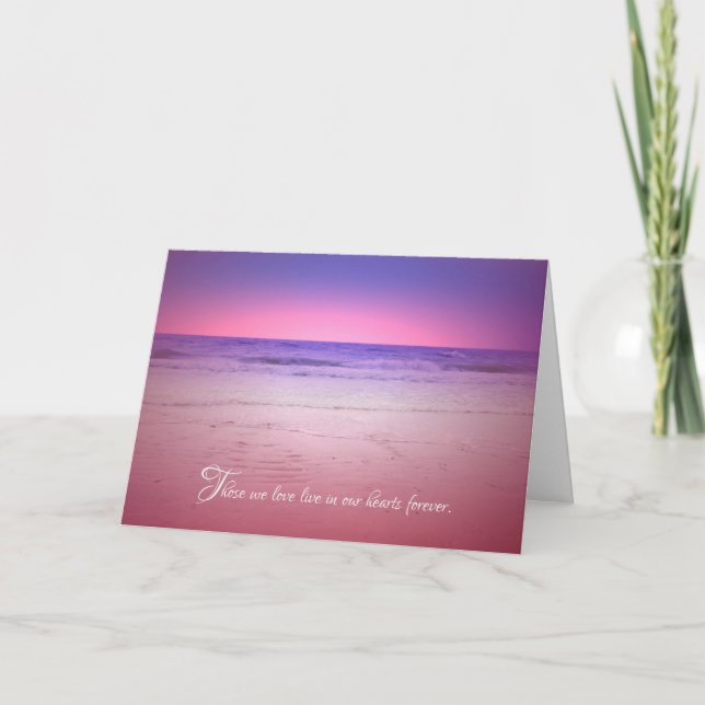 purple and pink beach sunrise sympathy thank you card (Front)