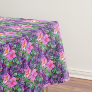 Purple and pink botanical floral pattern tablecloth