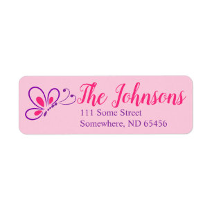 Purple and Pink Butterfly Address Label Return Address Label