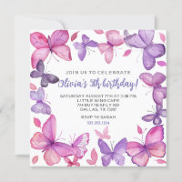 Purple and Pink Butterfly Girl's Birthday