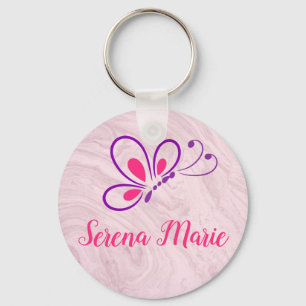 Purple and Pink Butterfly Keychain