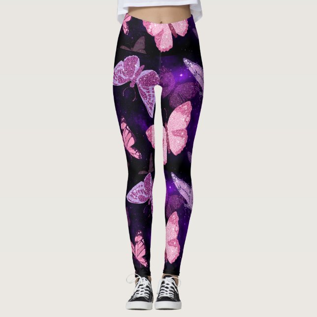 Purple and Pink Butterfly Leggings (Front)