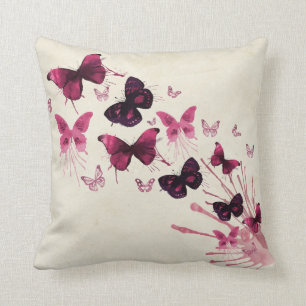 Purple and Pink Butterfly Throw Pillow