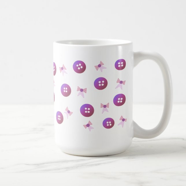 Purple and Pink Buttons and Bows Coffee Mug (Right)