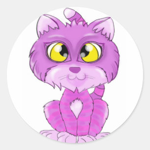 Purple and pink Cheshire Cat Kitten Classic Round Sticker