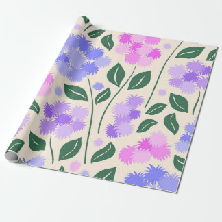 Purple and Pink Cornflower Botanical Wrapping Paper