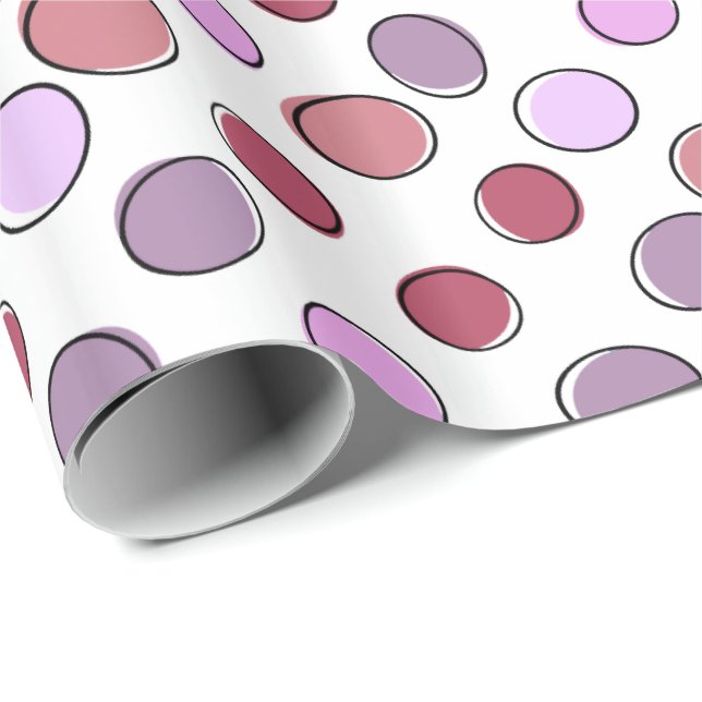 Purple and Pink Crazy Spots Pattern Wrapping Paper (Roll Corner)