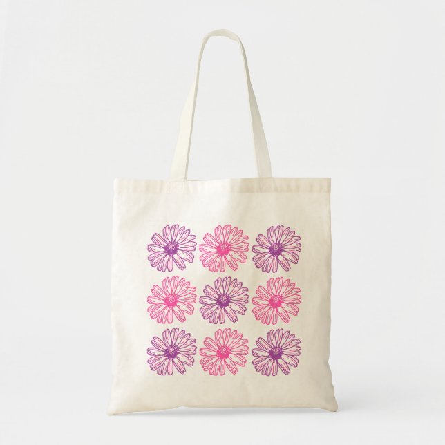 Purple and Pink Daisies Tote Bag (Front)