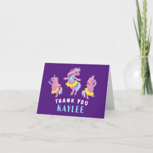 Purple and Pink Dancing Unicorns Kids Thank You