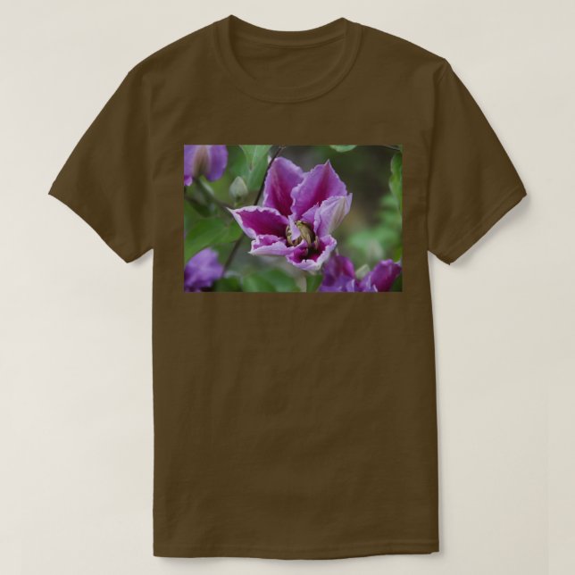 Purple and pink double clematis climbing flower 1 T-Shirt (Design Front)