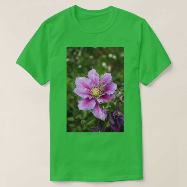 Purple and pink double clematis climbing flower 3 T-Shirt (Design Front)