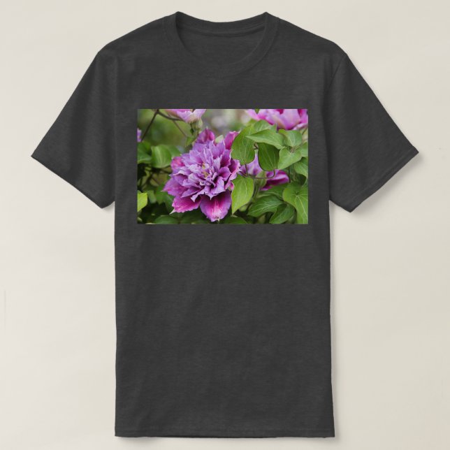 Purple and pink double clematis climbing flower 6 T-Shirt (Design Front)