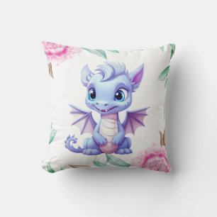 Purple and Pink Dragon Peony Girl Baby Shower Gift Cushion