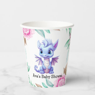 Purple and Pink Dragon Peony Girl Baby Shower Paper Cups